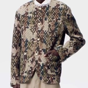 Chic Collarless Cashmere Blend Damier Tweed - Dynasty Collection -